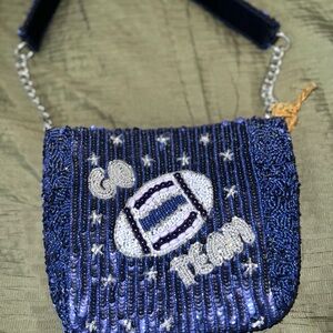 Viral Blue Beaded Women's Go Team Football Bag